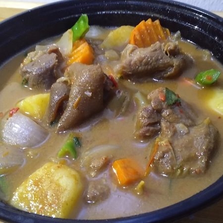 spicyGoat Meat Pepper Soup with Irish Potatoes ~ 450 kcal